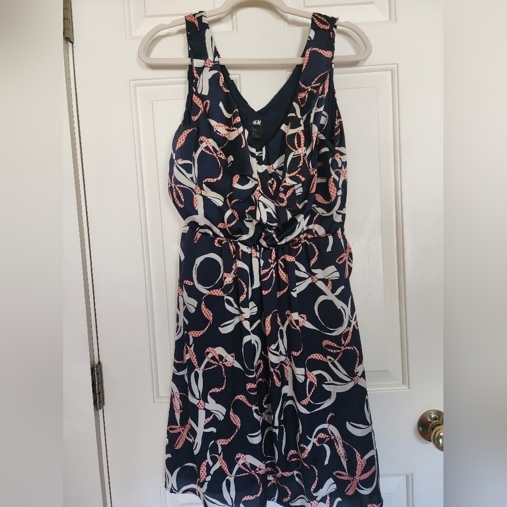 H&M Bow print feminine flirty party coquette dress Size 12